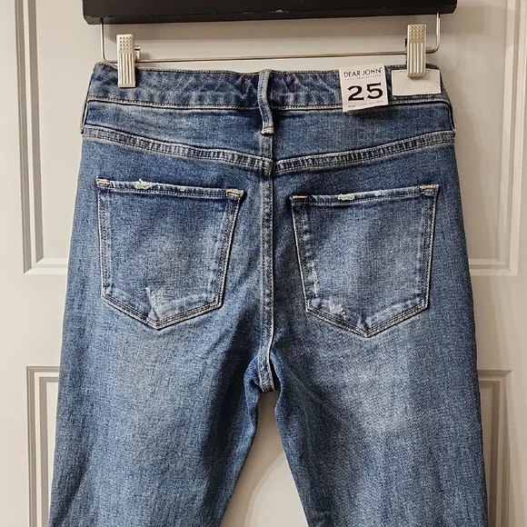 NWT Dear John Blue Distressed Flare Jeans - 25 - Picture 7 of 8
